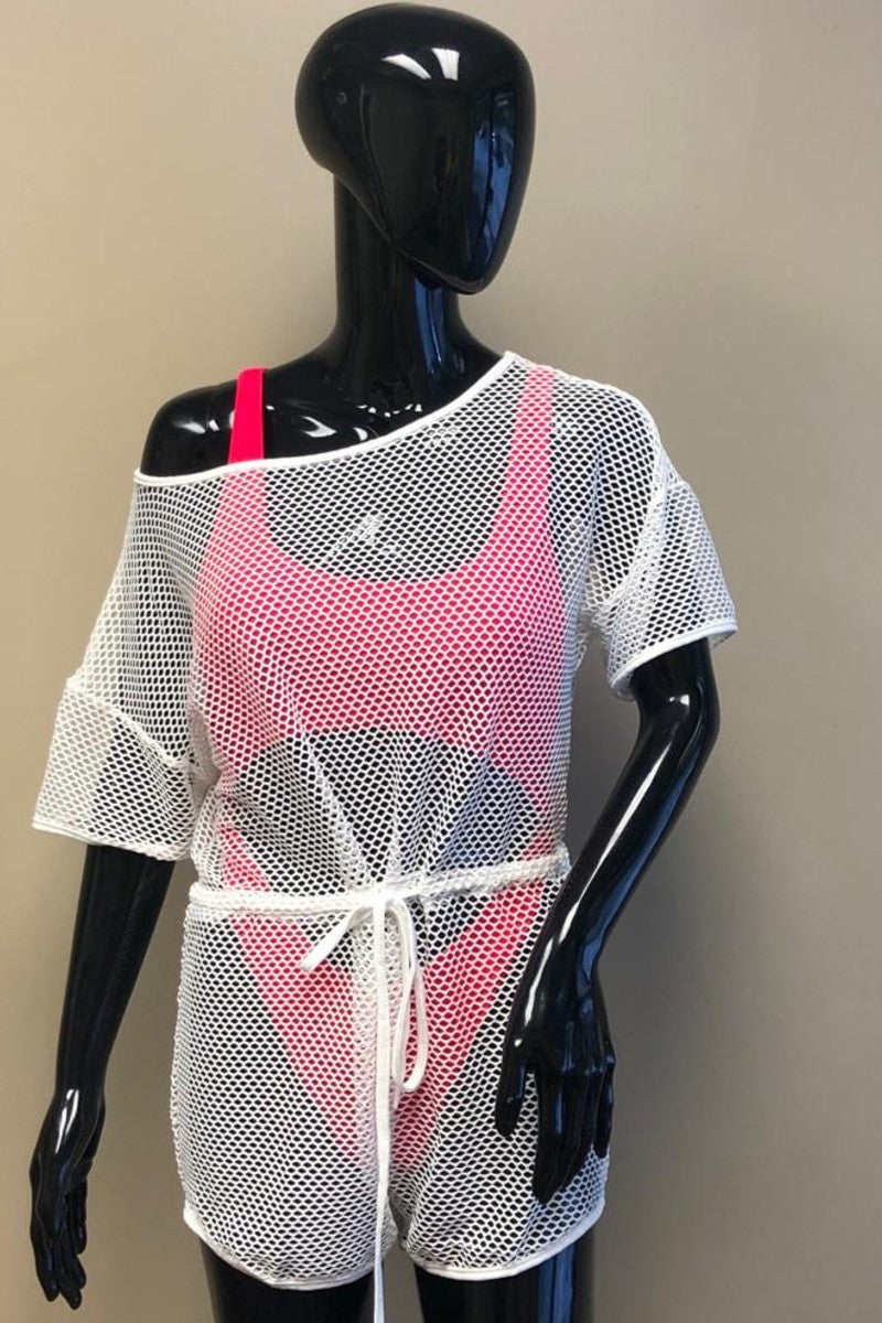 Net Romper Swimsuit Cover Up