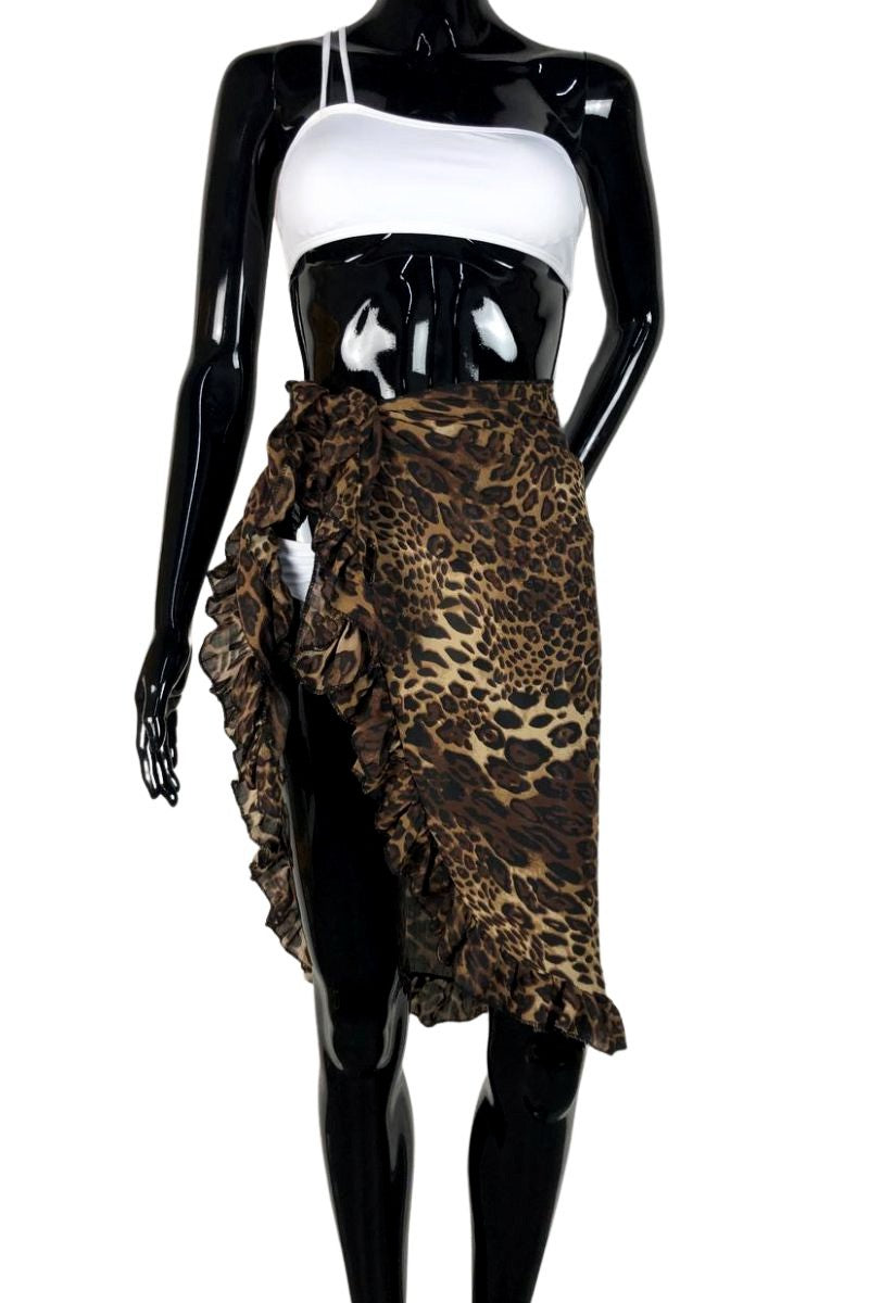 Cheetah Print Sheer Beach Cover WrapSwimwear
