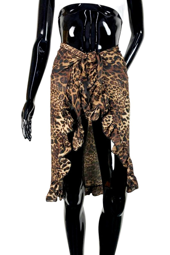 Cheetah Print Sheer Beach Cover WrapSwimwear