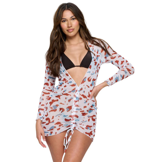 Leopard Print Ruched Three Piece Bikini Set with Cover Dress Swimsuit Swimwear