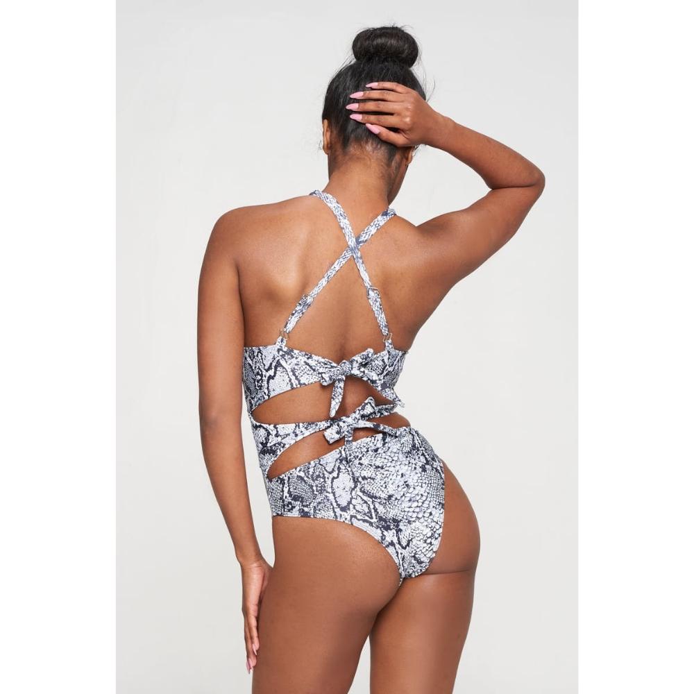 Halter Neck Python Print One Piece