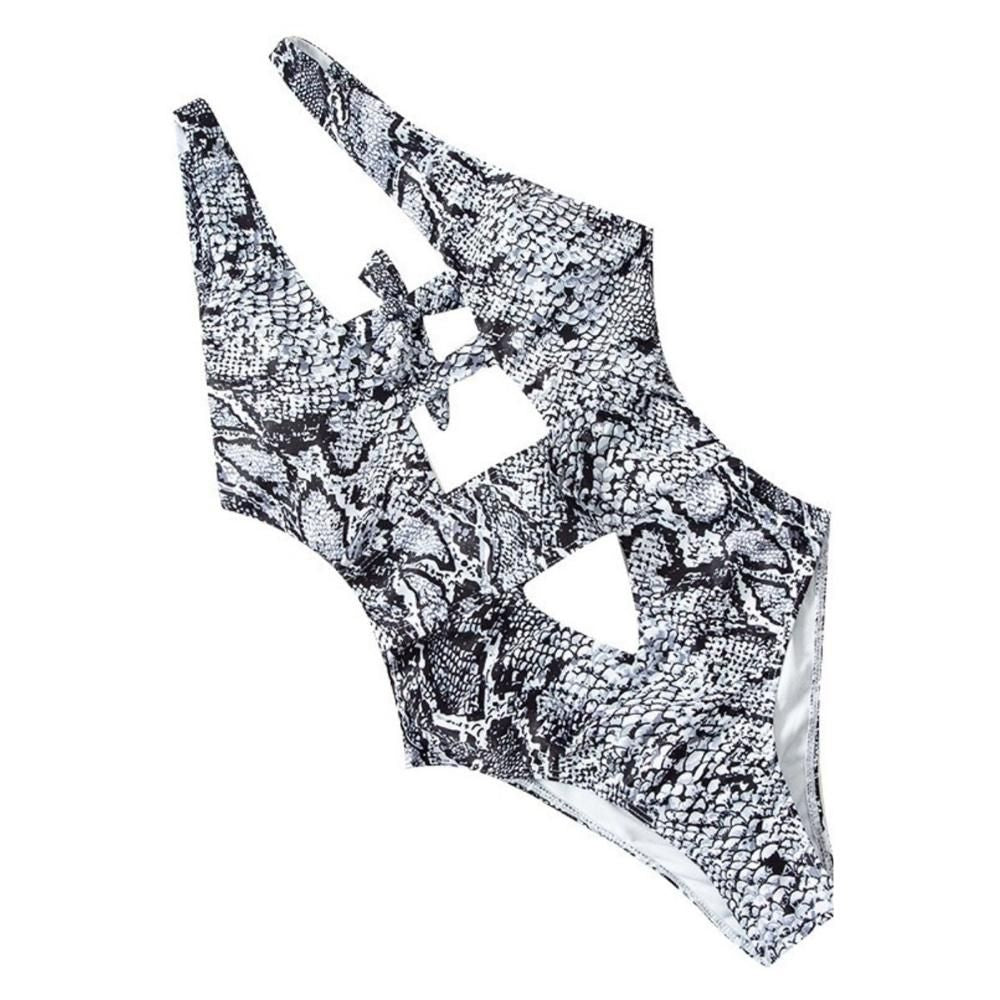 Halter Neck Python Print One Piece