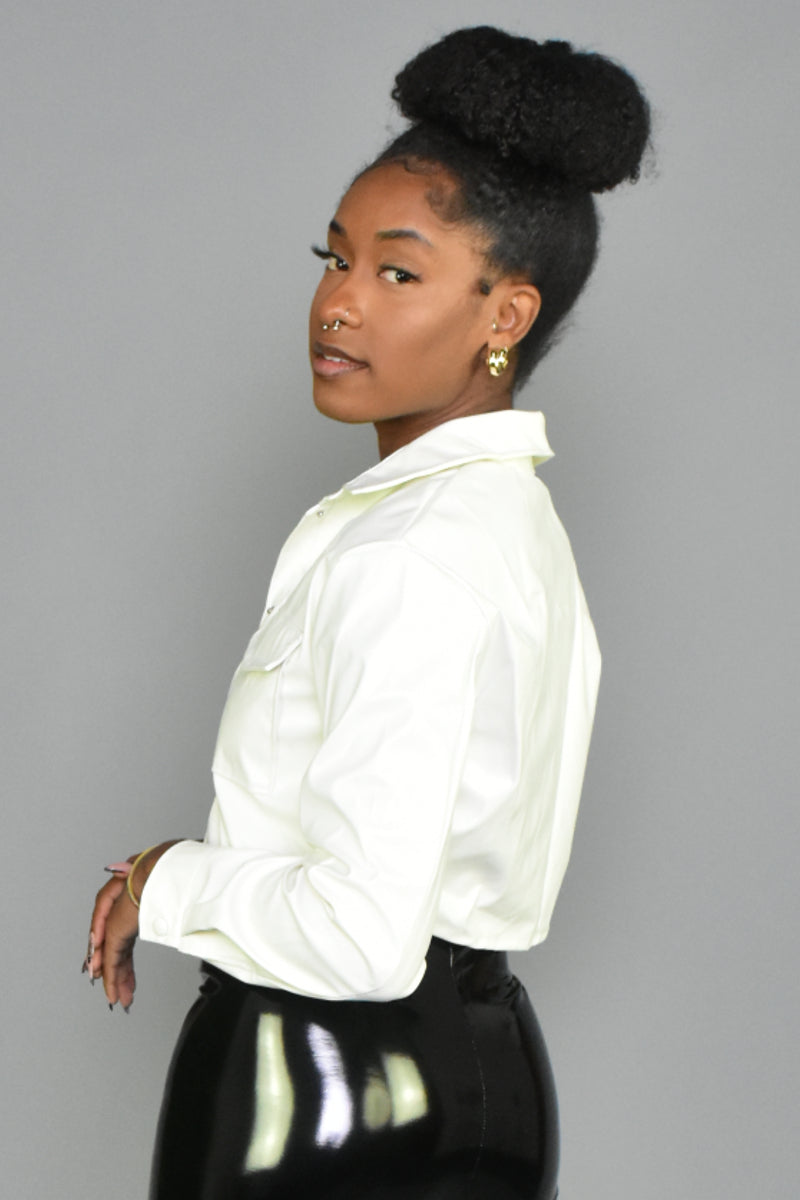 Faux Leather Crop Jacket