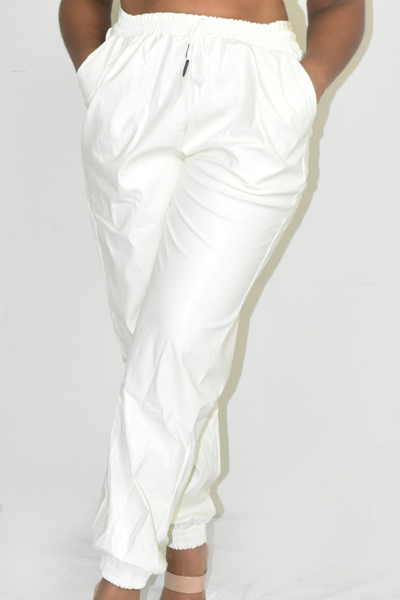 Faux Leather Party Jogger Pants