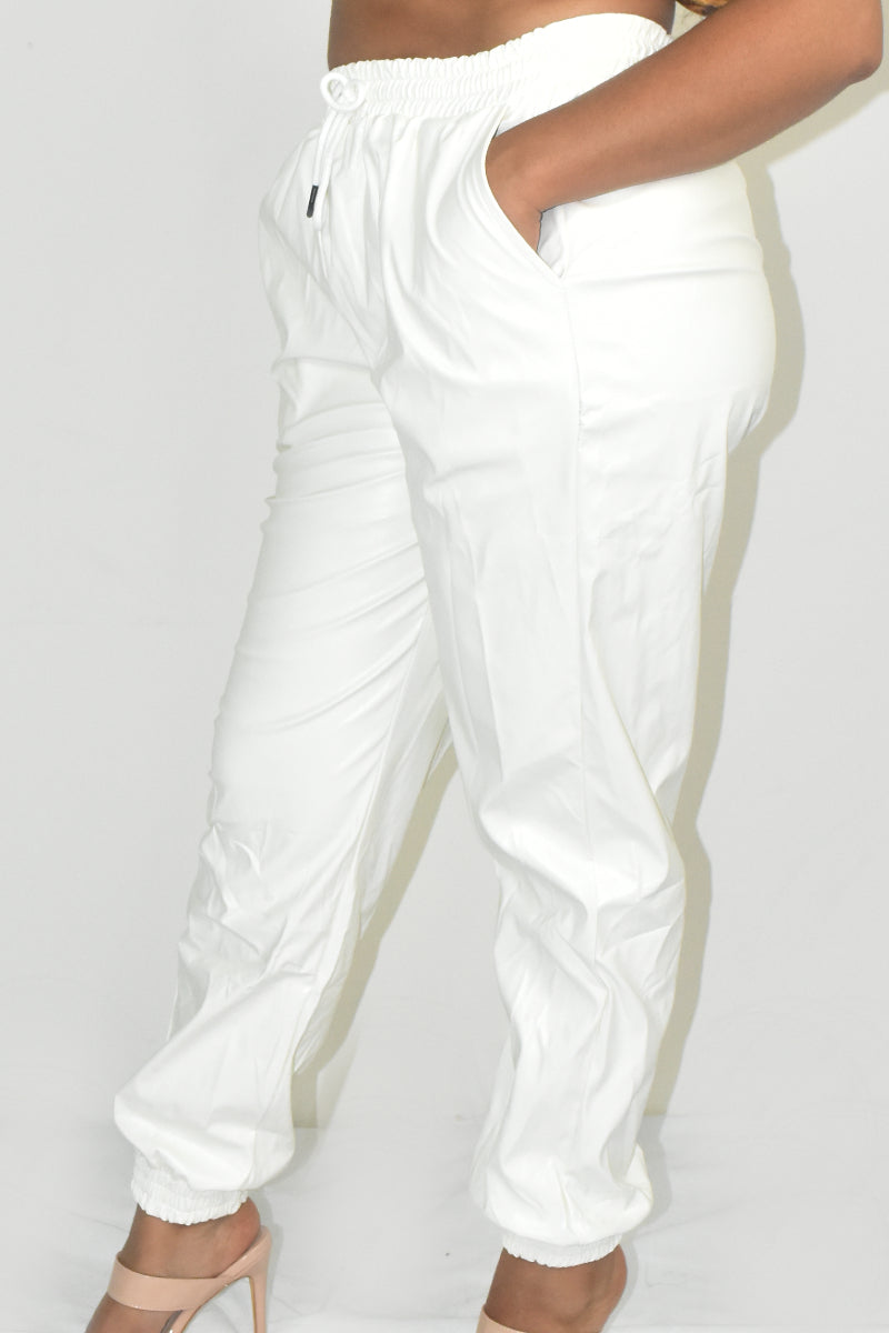 Faux Leather Party Jogger Pants