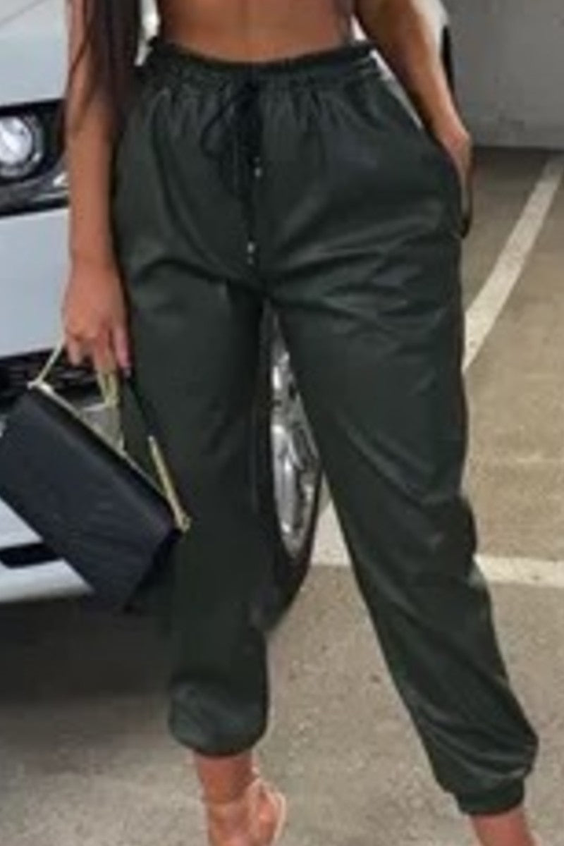 Faux Leather Party Jogger Pants