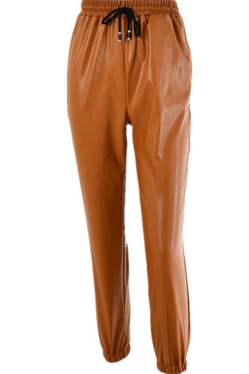 Faux Leather Party Jogger Pants