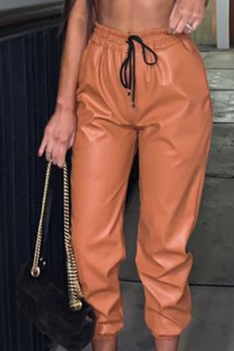 Faux Leather Party Jogger Pants