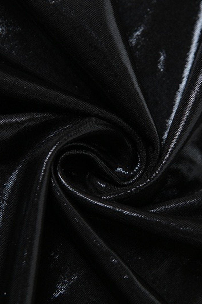 Faux Leather Ruched One Shoulder Party Dress