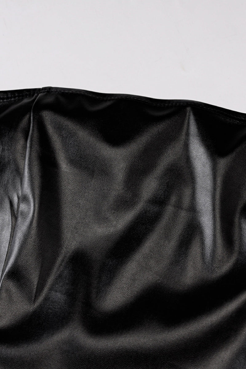 Faux Leather Sleeveless Tube Dress