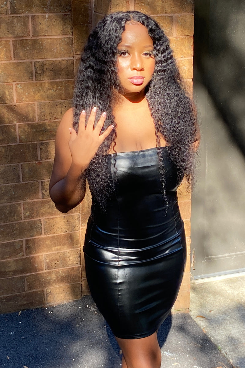 Faux Leather Sleeveless Tube Dress