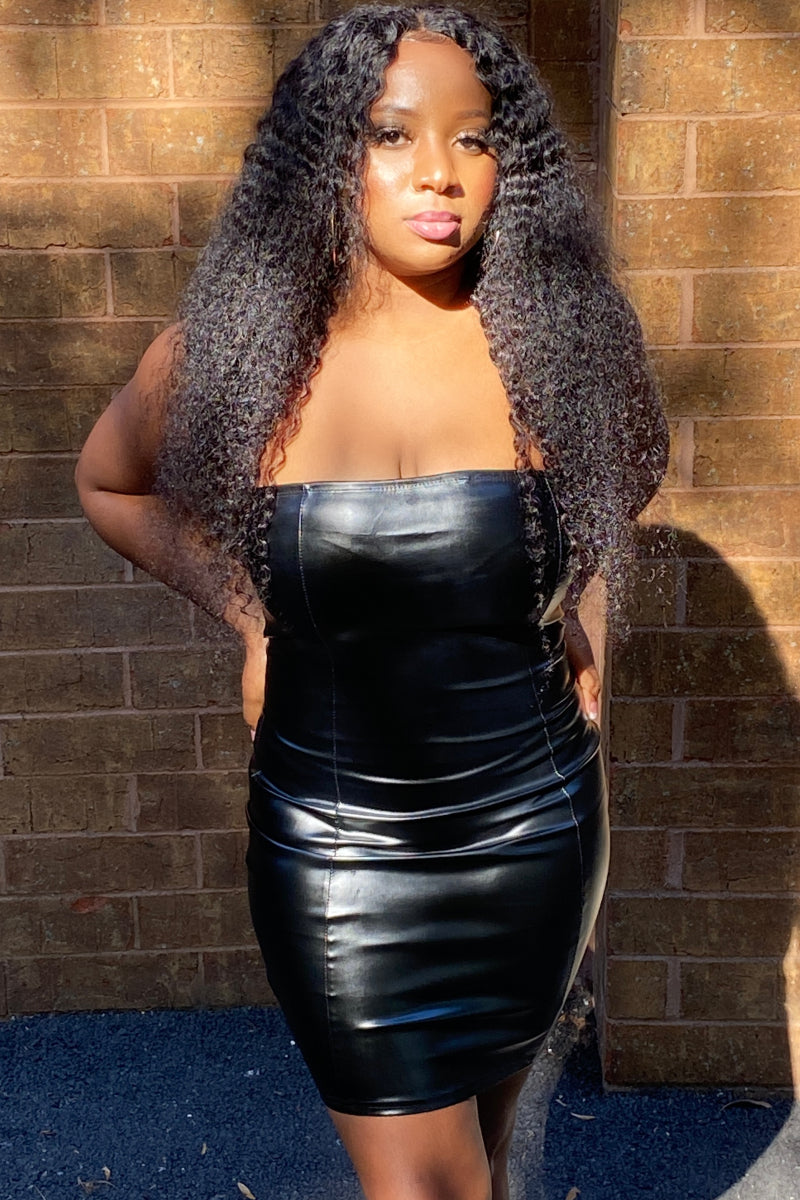 Faux Leather Sleeveless Tube Dress