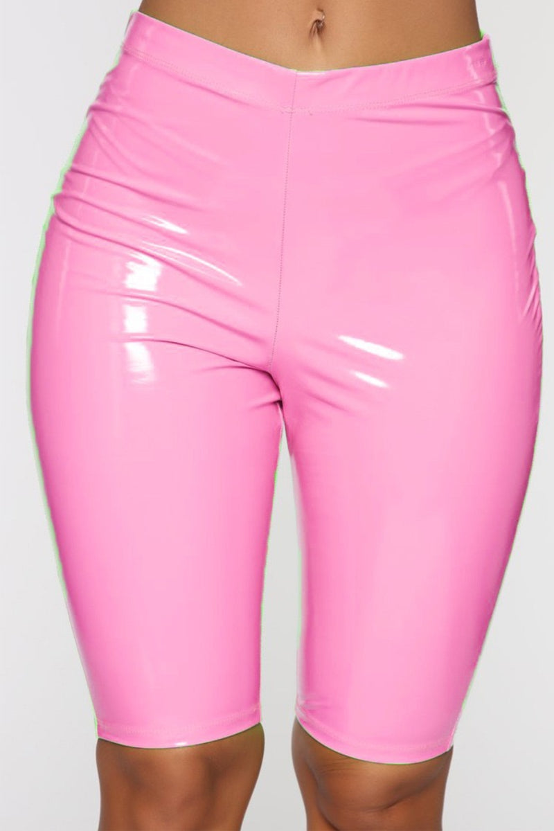 Latex Leather Biker Shorts