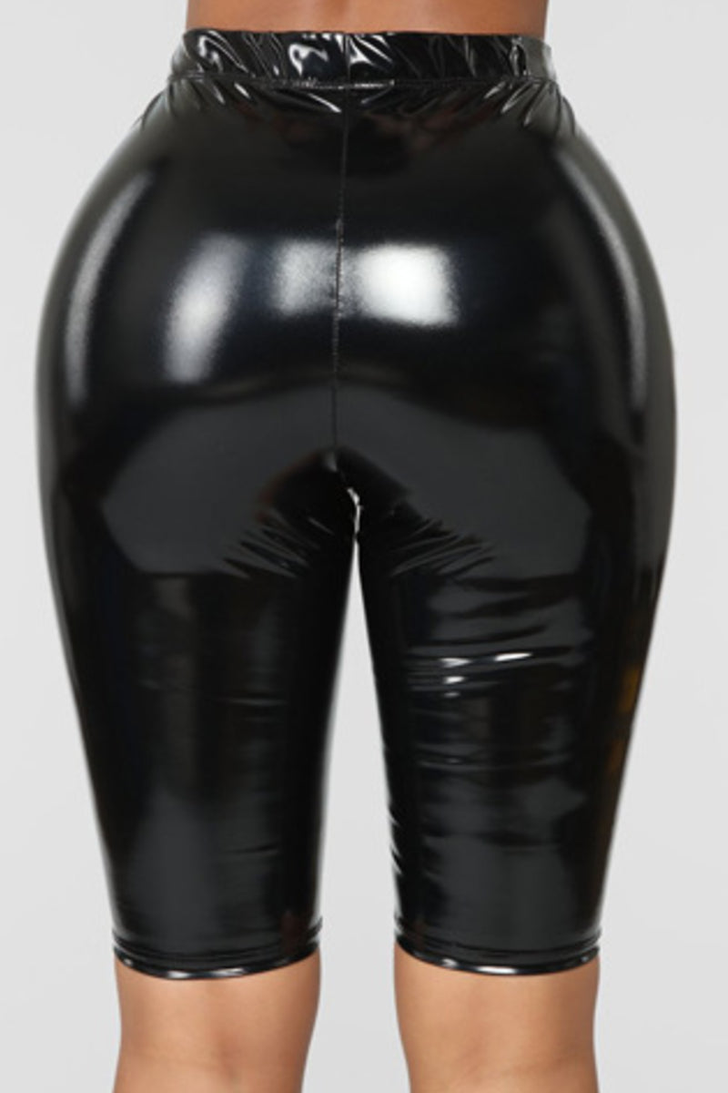 Latex Leather Biker Shorts