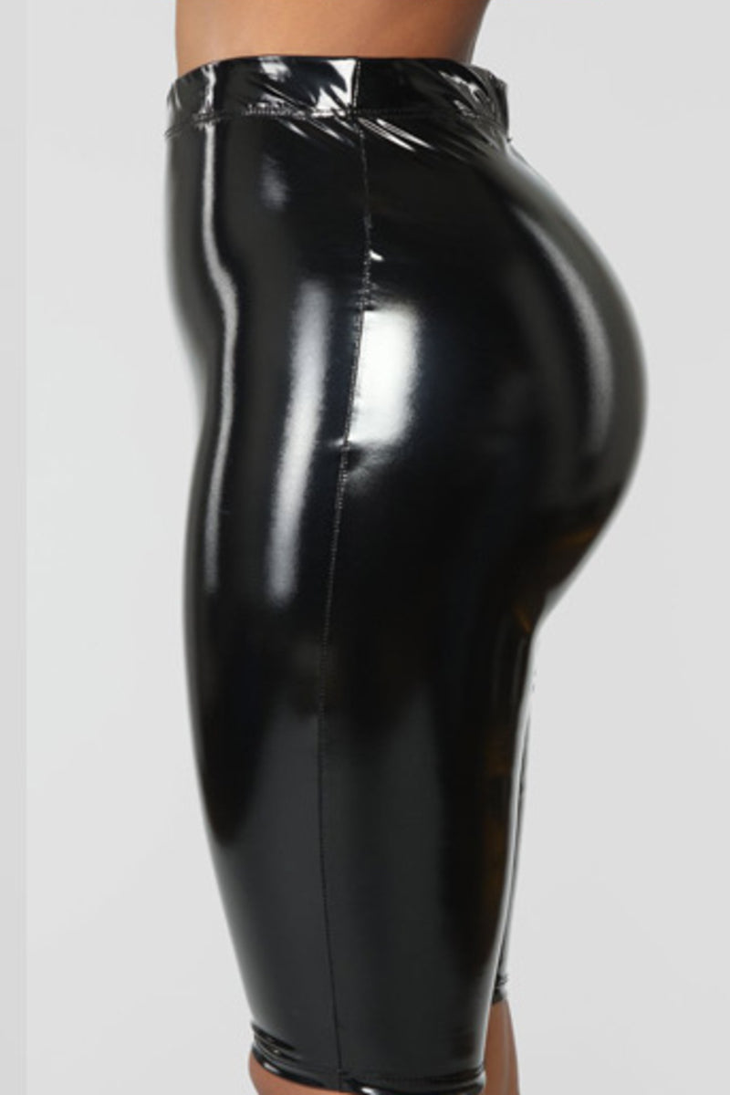 Latex Leather Biker Shorts