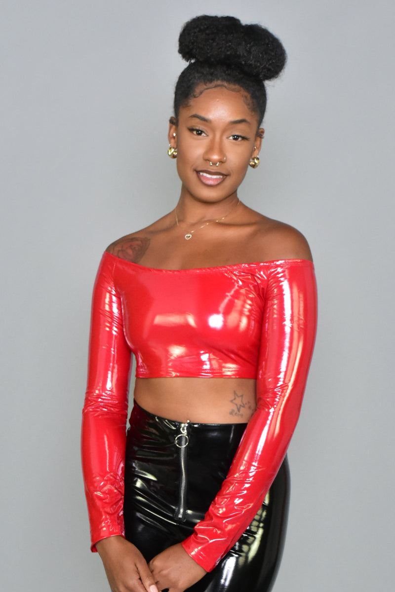 Latex Leather Crop Top