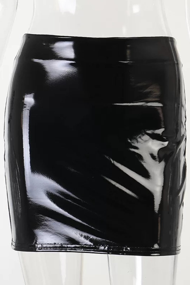 Latex Leather Mini Skirt