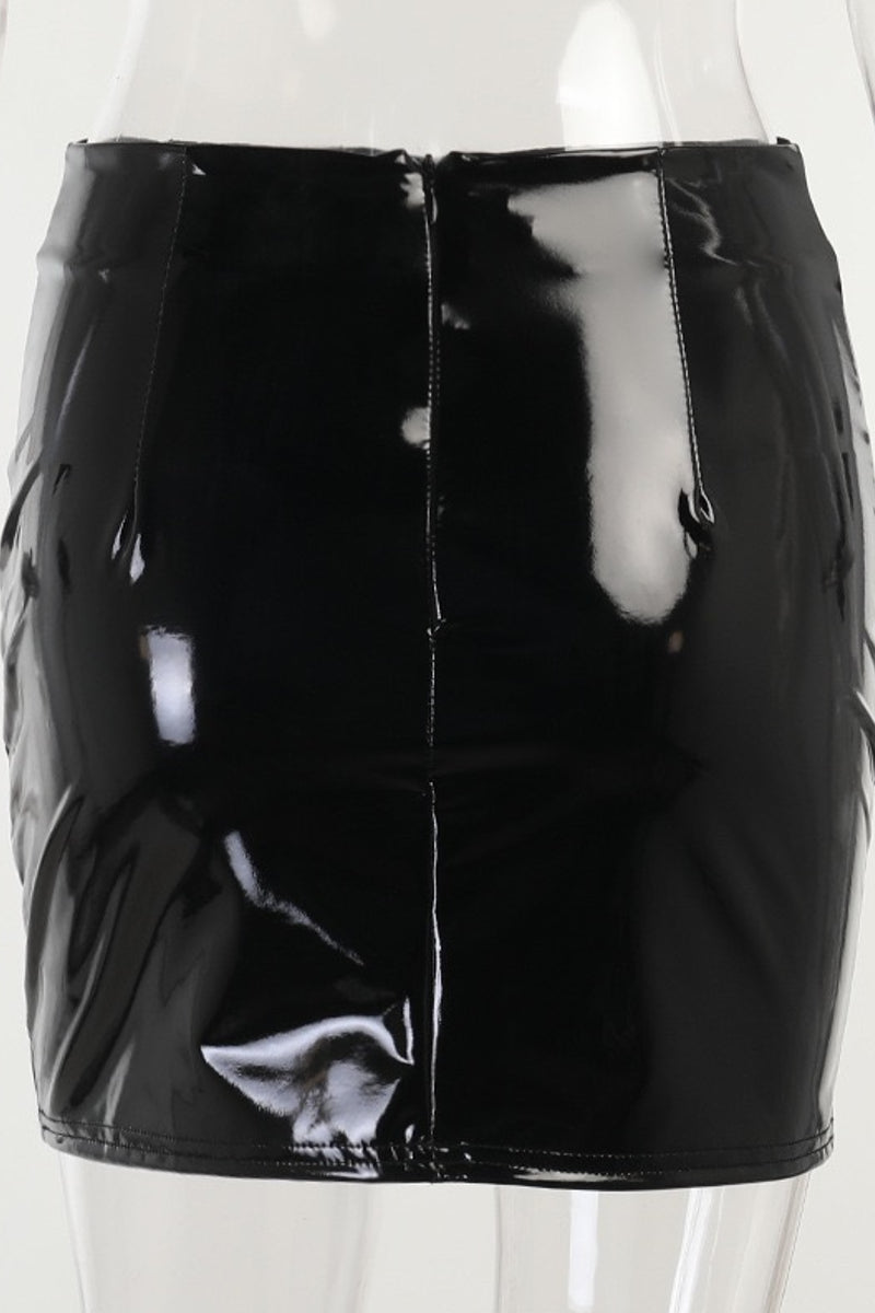 Latex Leather Mini Skirt