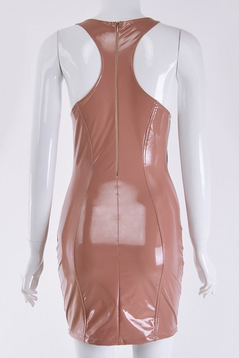 Latex Leather Sleeveless Mini Dress