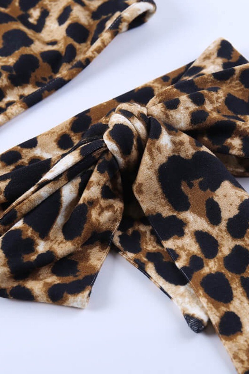 Leopard Print One Shoulder Belted Top
