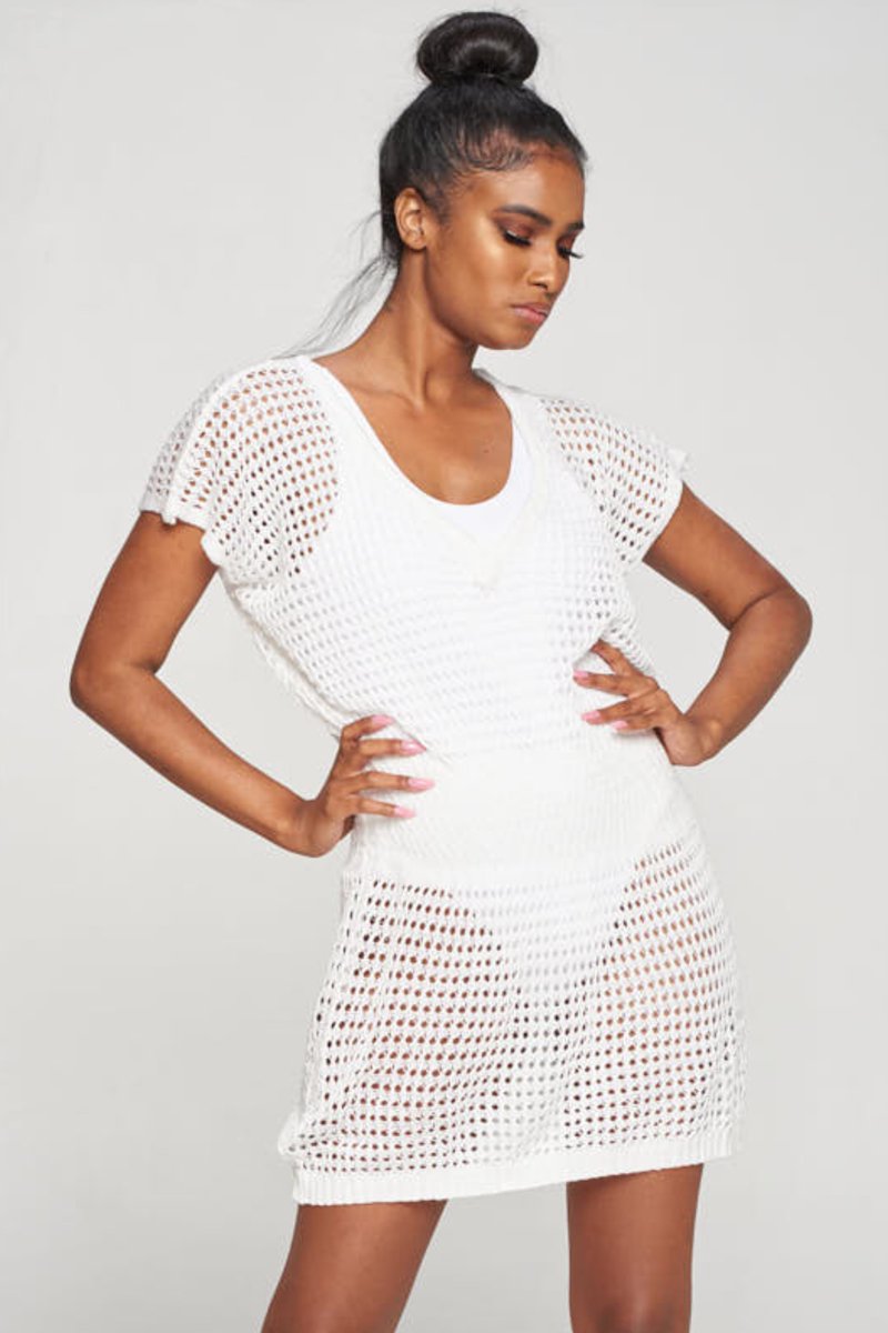 White Crochet Dress Top Cover up