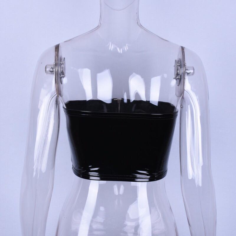 Faux Leather Strapless Top Clothing