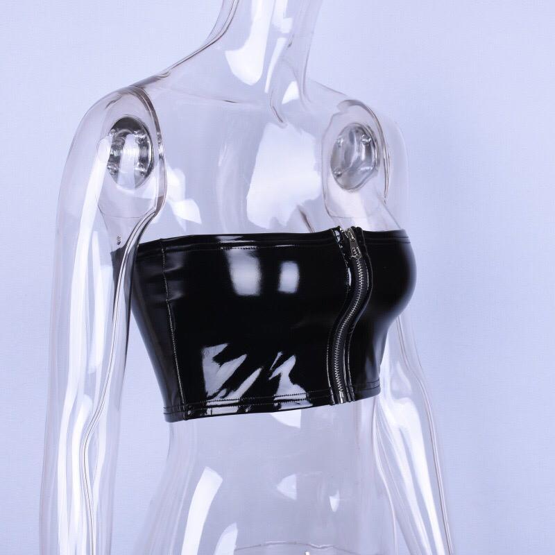 Faux Leather Strapless Top Clothing