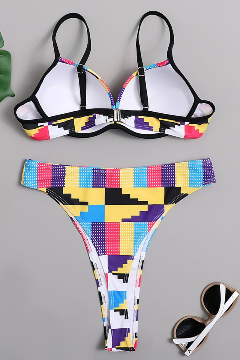 Multi Color Kente Print High Waisted Bikini