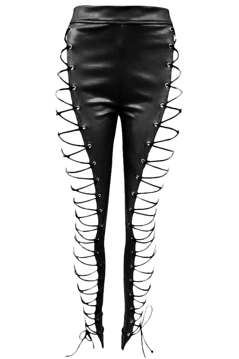 Leather Criss Cross Stringy Pants