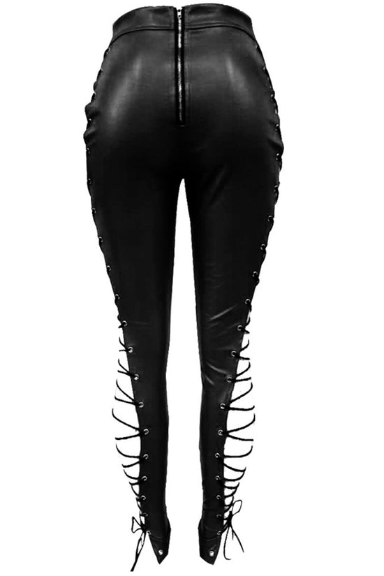 Leather Criss Cross Stringy Pants