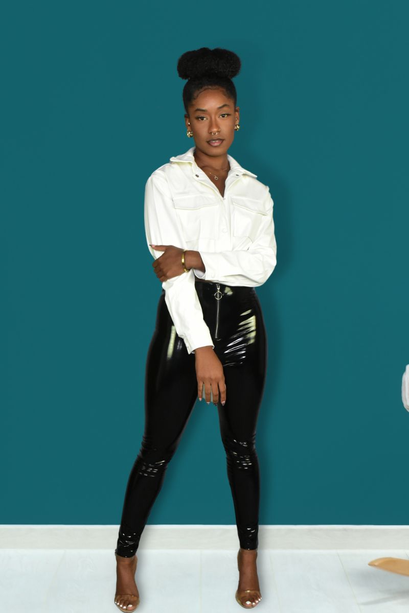 Faux Leather Crop Jacket