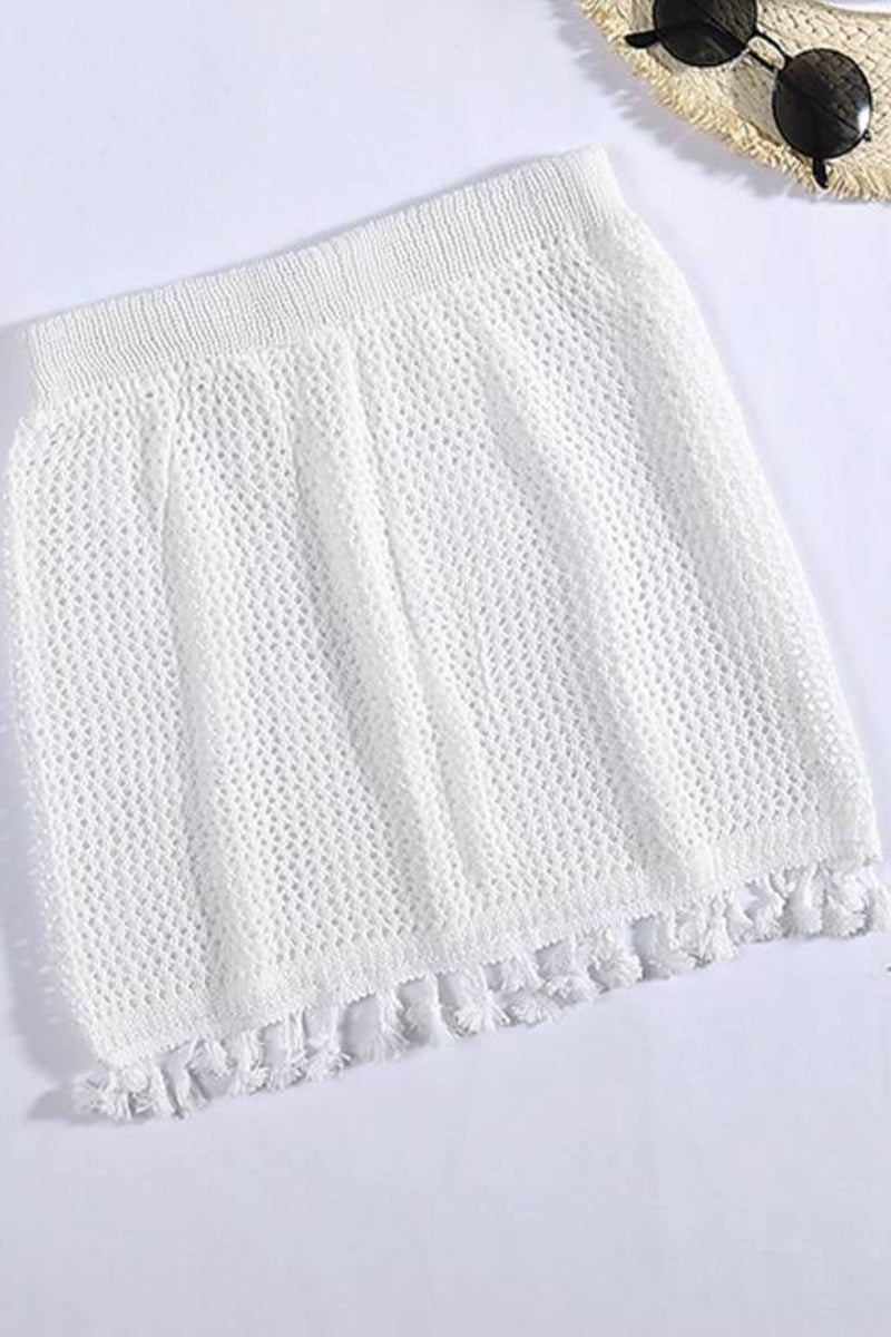 Women's Crotchet Tasseled Swimsuit Cover up Skirt