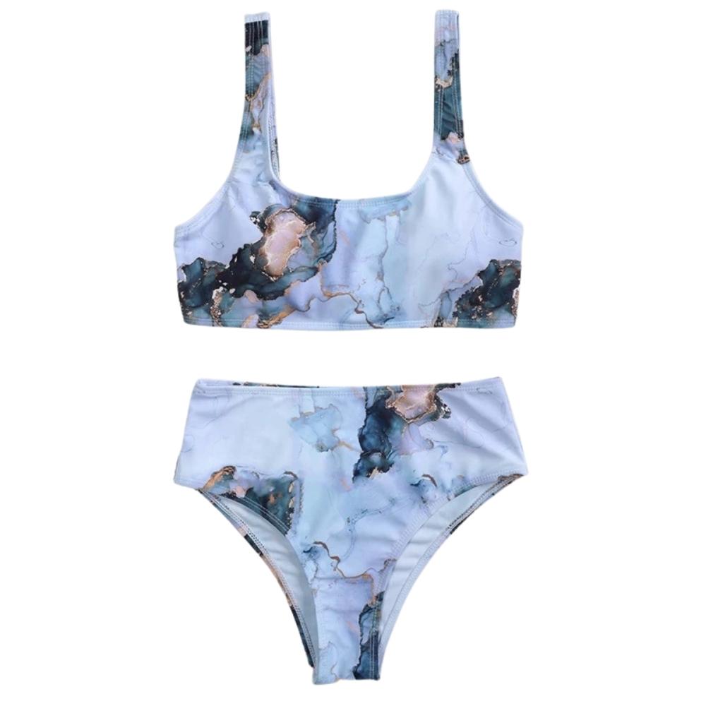 Marble High Waist Bikini Set