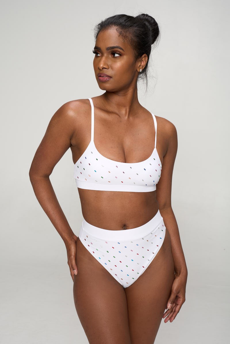 Studded Yellow High Waist Bikini Set