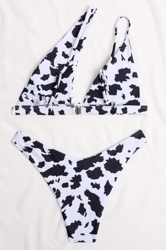 Cow Print Cut Out Two Piece Bikini Set