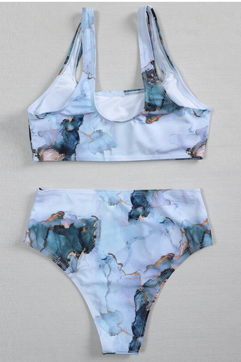 Marble High Waist Bikini Set