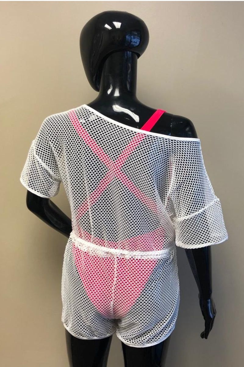Net Romper Swimsuit Cover Up