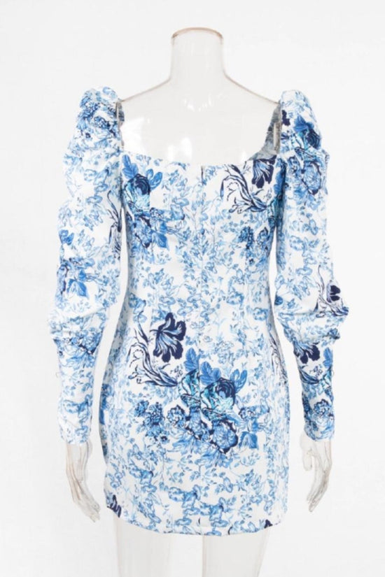 Floral Puffy Long Sleeve Dress