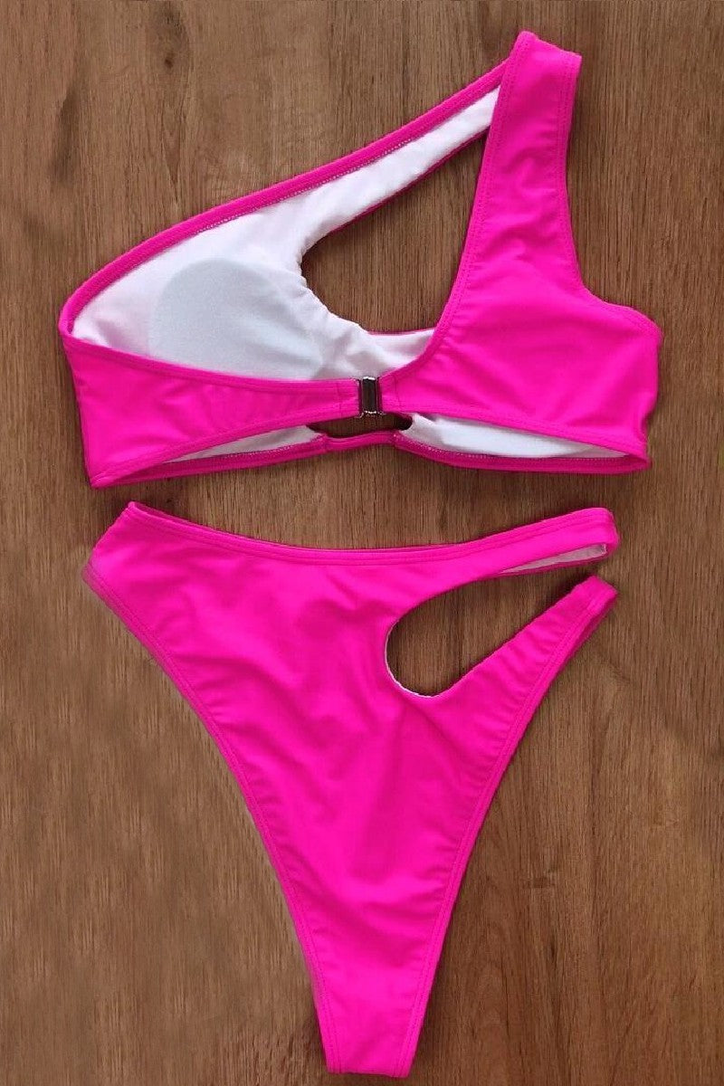 Hot Pink Side Strip Bikini Set