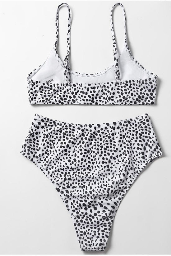 High Waist Dalmatian Print Bikini Set