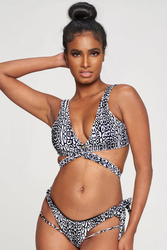 Cheetah Print Two Piece Bikini with Straps