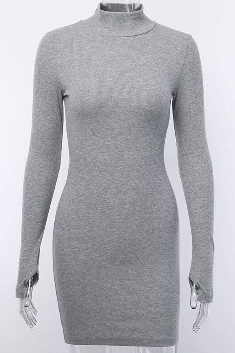 Long Sleeve Ribbed Bodycon Dress  BodyFab.com