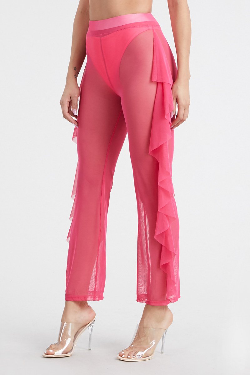 Load image into Gallery viewer, Sheer Ruffle Pants Swimsuit Cover up
