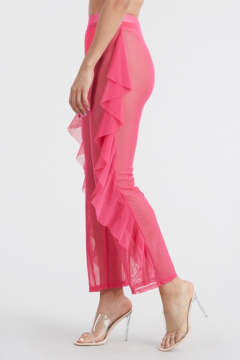Load image into Gallery viewer, Sheer Ruffle Pants Swimsuit Cover up
