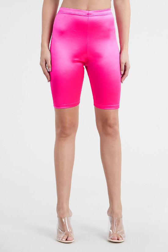 Pink Reflective Skinny Biker Shorts Clothing