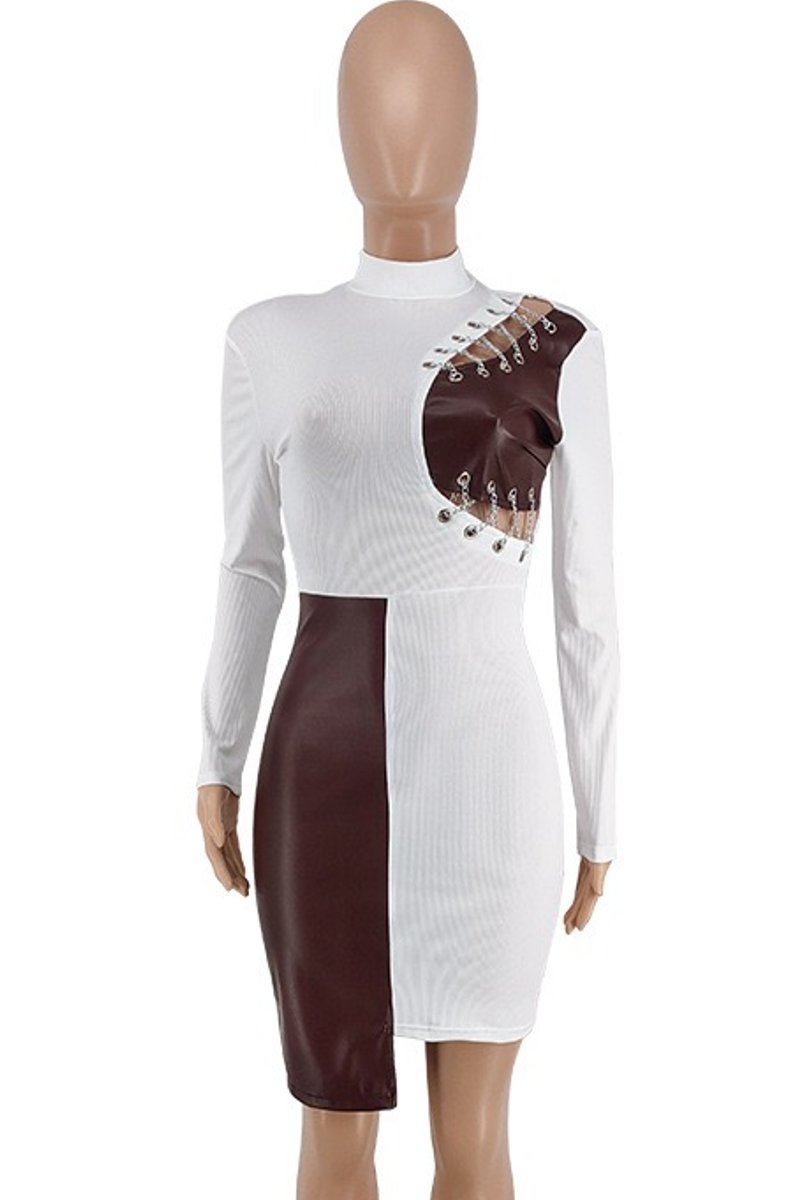 Faux Leather Patchwork Bodycon Dress