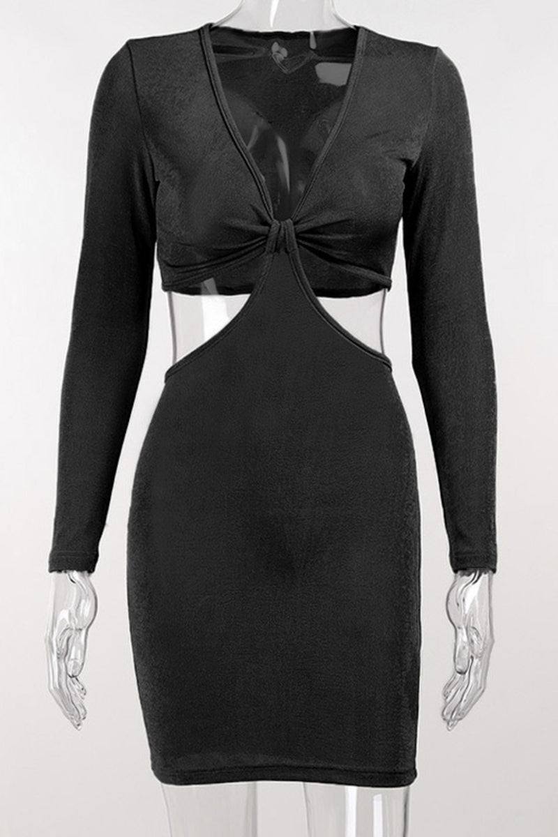 Load image into Gallery viewer, Long Sleeve Cut Out Mini Bodycon Dress
