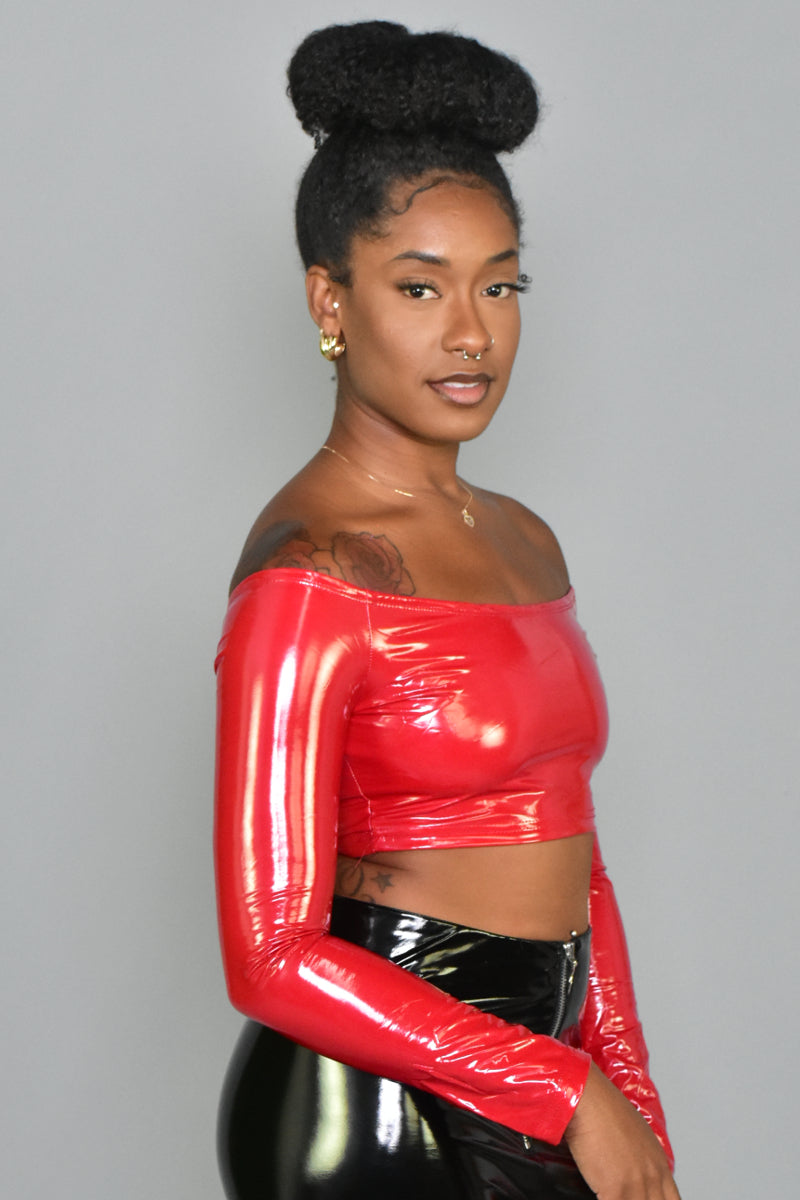 Latex Leather Crop Top