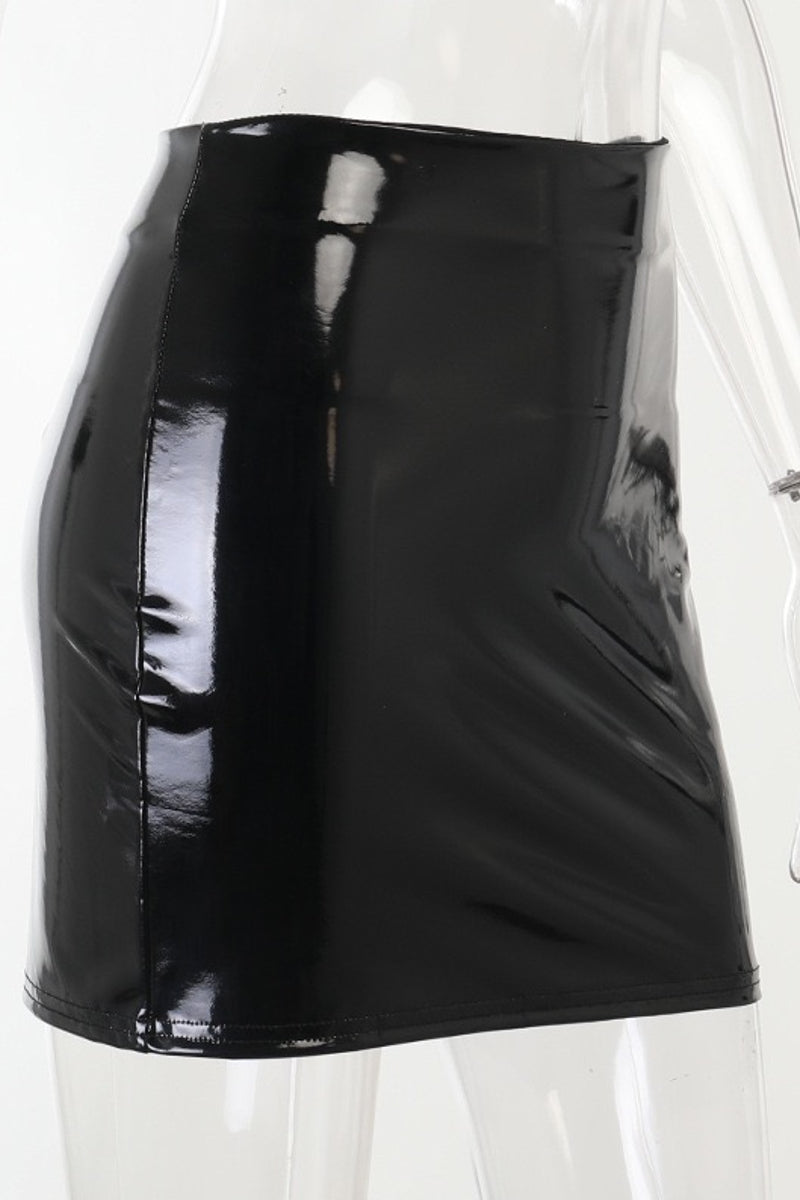 Latex Leather Mini Skirt