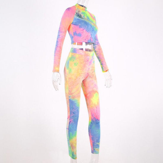 Load image into Gallery viewer, Unicorn Tie And Dye Long Sleeve Crop Top Women Clothing
